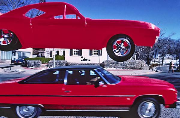 Photograph Robert Funk Red Car On Top Red Car On Bottom on One Eyeland